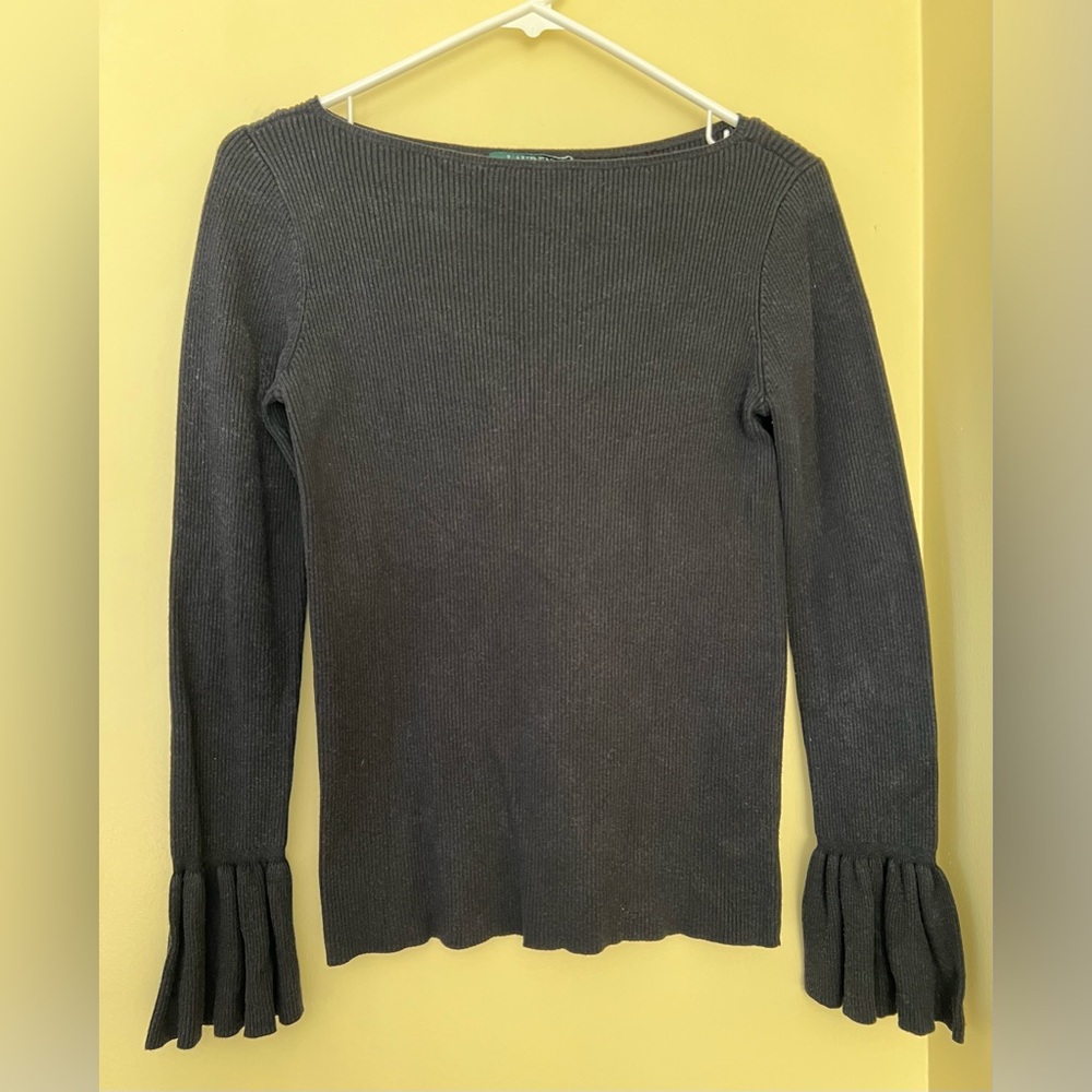 Lauren Ralph Lauren Black Ribbed Blouse